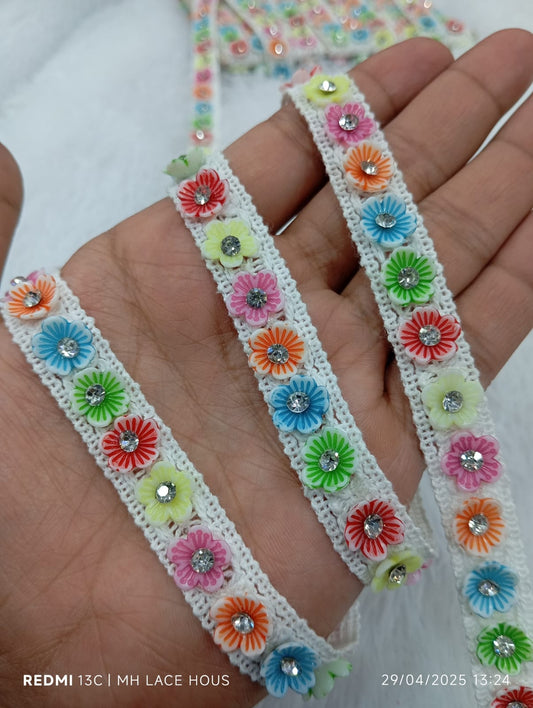 Multi Colour Handwork Flower Lace (5 METERS)